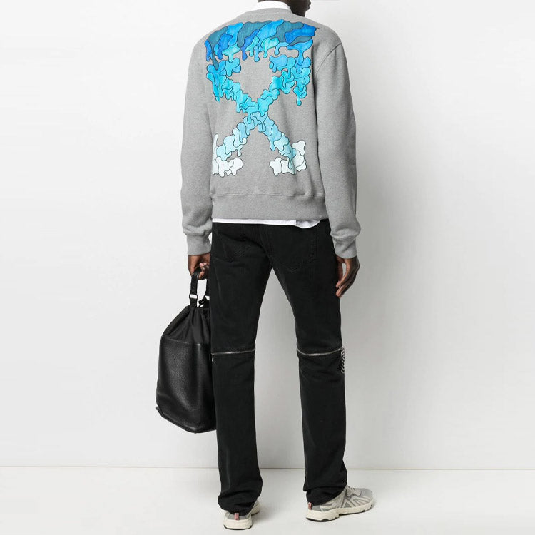 Off-White SS21 Logo Alphabet Printing Round Neck Loose Long Sleeves Version Gray OMBA025S21FLE0050845