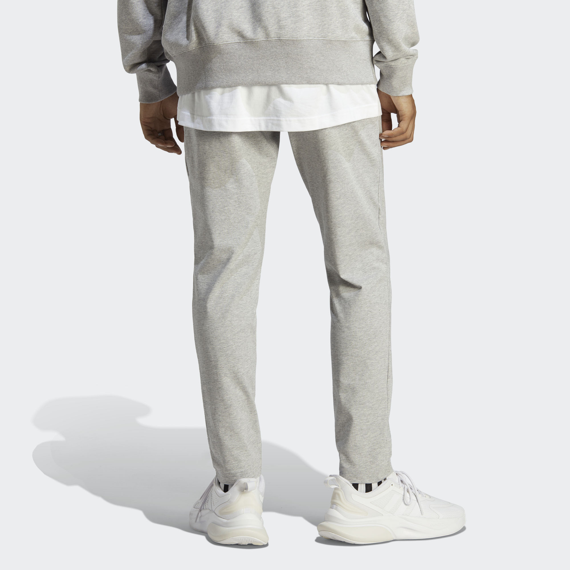 adidas Essentials Single Jersey Tapered Open Hem Pants 'Medium Grey Heather' IC9411