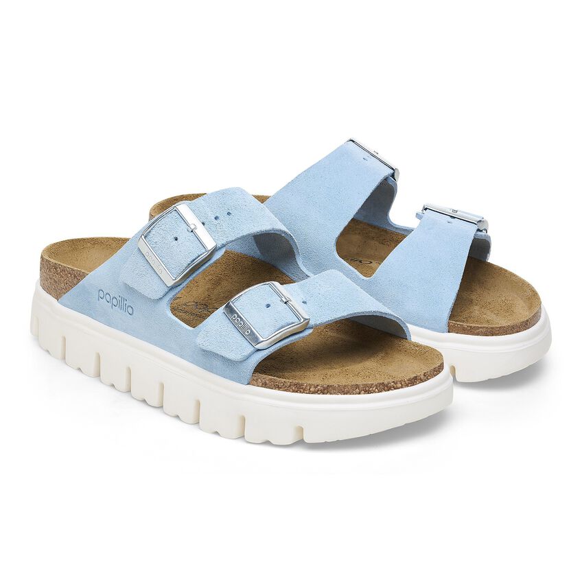 (WMNS) Birkenstock Arizona Chunky Suede Leather Narrow Fit Sandals 'Mineral Blue' 1026883