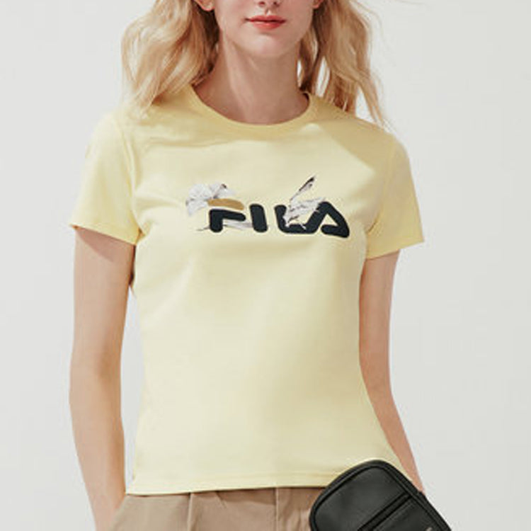 (WMNS) FILA City Subject Printing logo Alphabet Short Sleeve Yellow F11W018136F-YE