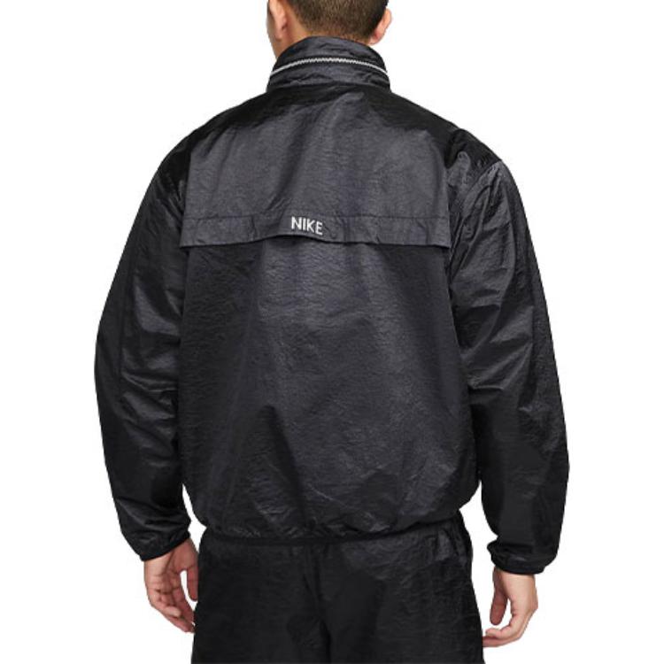 Men's Nike Solid Color Stand Collar Zipper Sports Black Jacket DQ4253-010