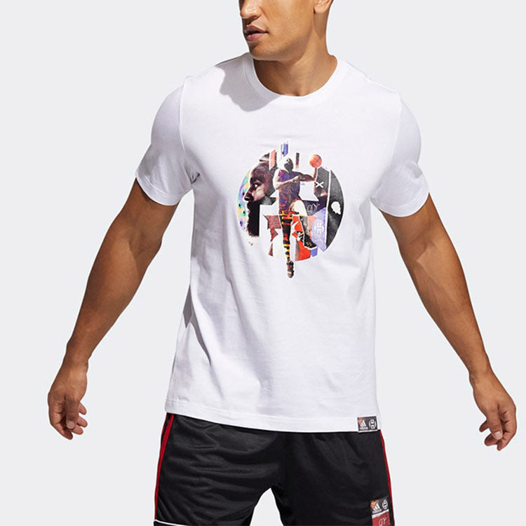 adidas Hdn Abstract T Basketball Sports Printing Loose Short Sleeve White GH6717