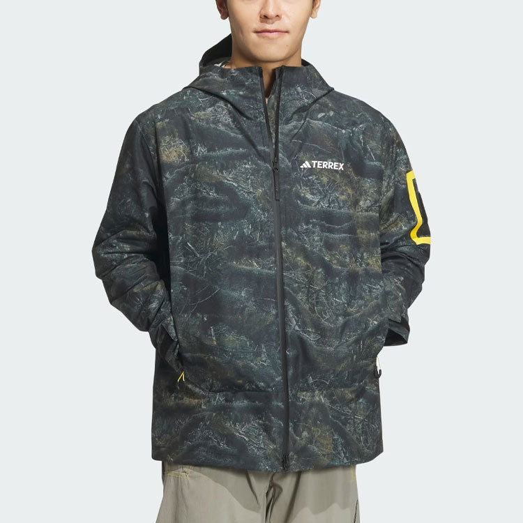 adidas National Geographic Allover Print RAIN.RDY Jacket Asia Sizing 'Silver Pebble' IS9511