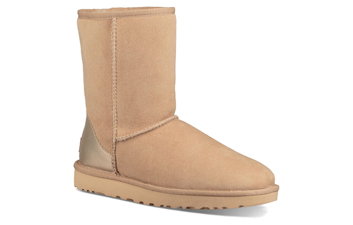 (WMNS) UGG Classic Short II Metallic Fleece Lined Cream Yellow 1019030-DRI