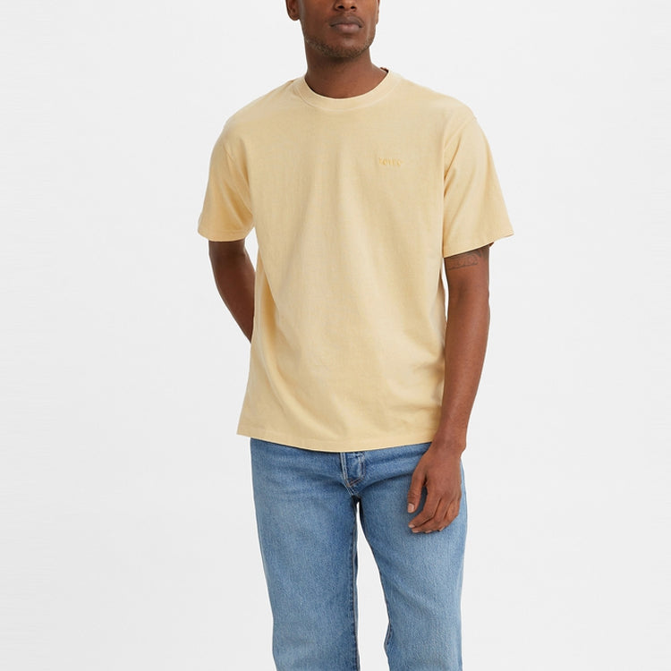 Men's Levis Round Neck Embroidered Logo Short Sleeve Cream Yellow 39856-0003