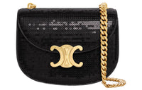 CELINE Triomphe Sheepskin Shoulder Bag Crossbody Bag Mini Women's Black