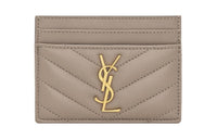 SAINT LAURENT Monogram Lambskin Wallets Card Holders Women's Taupe