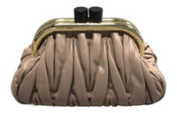 MIU MIU BELLE Soft Sheep Leather Handbag Shoulder Bag Regular Women's Cameo Brown Beige