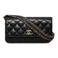 CHANEL Shiny Lambskin Handbag Shoulder Bag Women's Black