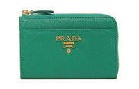 PRADA Leather Wallet Key Pouch Women's Green