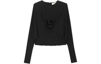 SAINT LAURENT Flower Detailed Long-Sleeved Top