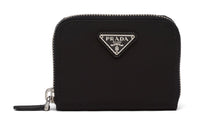 PRADA Fabric Wallet Card Holder Coin Purse Small Size Women's Black
