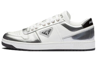 PRADA Downtown Low Top Sneakers Leather White Silver