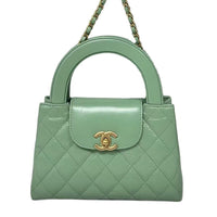 CHANEL Shiny Calfskin Shoulder Bag Crossbody Bag Handbag Mini Women's Green