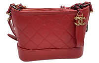 CHANEL Gabrielle Shoulder Bag Crossbody Bag Small Size Women's Watermelon Red