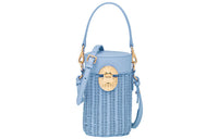 MIU MIU Wicker Portable Crossbody Bag Shoulder Bag Women's Xingji Blue