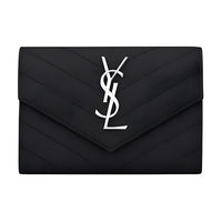 SAINT LAURENT Quilted Leather Envelope Wallet Trumpets Women's Black
