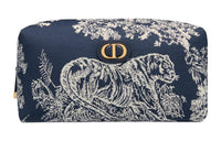DIOR 30 Montaigne Jacquard Fabric Toiletry Bags Clutches Regular Women's Blue