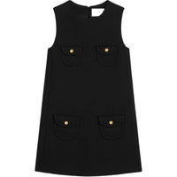 CELINE Trapeze Mini Dress In Double Faced Wool Tricotine