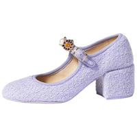 CHANEL Mary Jane Shoes 6cm Women's Purple