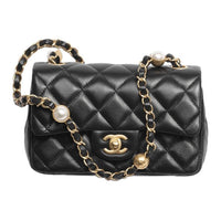 CHANEL Lambskin Portable Crossbody Bag, Shoulder Bag Mini Women's Black