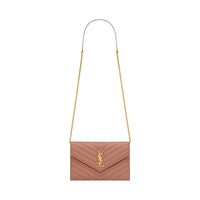 SAINT LAURENT CASSANDRE Sheepskin Shoulder Bag Crossbody Bag Wallet Women's Light Pink