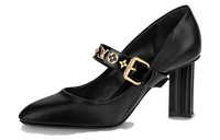 LOUIS VUITTON Chunky Heel High Heels 7.5cm Women's Black