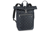LOUIS VUITTON Cow Leather Backpack Men's Blue