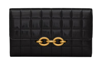 SAINT LAURENT LE MAILLON Cow Leather Wallet Large Size Women's Black