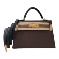 HERMÈS Mini Kelly II 4C Ecorce Epsom Leather Handbag Women's Brown