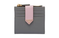 PRADA Saffiano Leather Wallet Small Size Women's Slate Gray/Pink