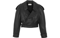 SAINT LAURENT Cropped Coats Women's Black