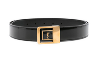 SAINT LAURENT Logo-plaque Leather Belt