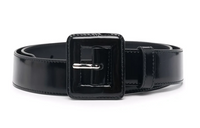 PRADA Simple Elegance Advanced Touch Pin Buckle Patent Leather Leather Belts Unisex Black Width: 3cm