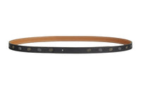 HERMES Double-Sided Print Leather Belts Unisex Black Width 1.3CM