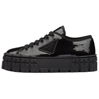 PRADA Double Wheel Sequin Sneakers 'Black' Women's