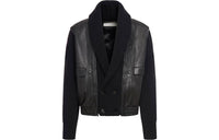 SAINT LAURENT Shawl neck Panelled Leather Jacket