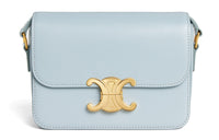 CELINE Triomphe Bright Cow Leather Crossbody Bag, Shoulder Bag Small Size Women's Ice Blue