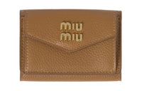 MIU MIU Leather Wallet Small Size Women's Caramel
