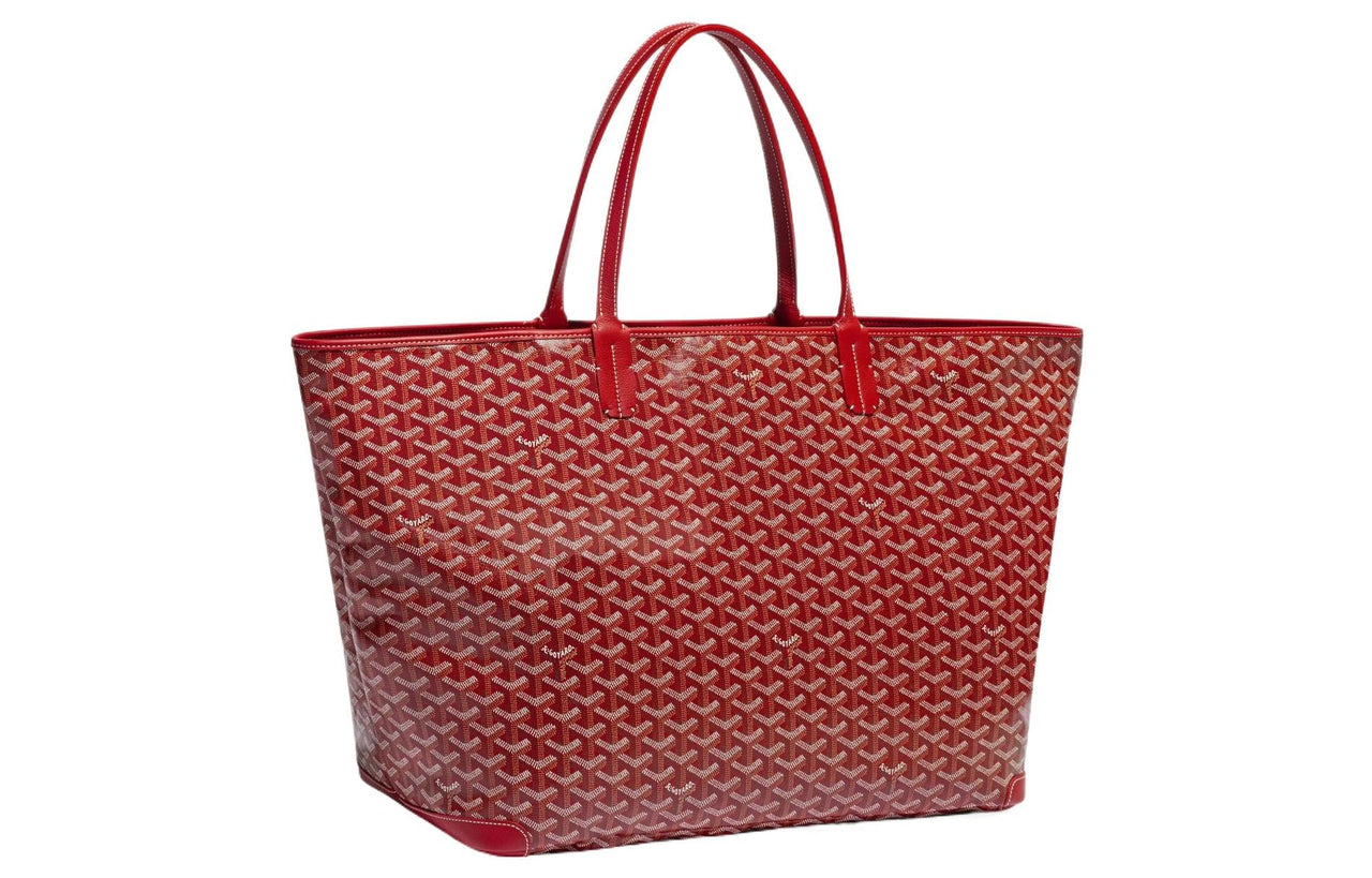 GOYARD Artois Canvas With Leather Tote Bag Shopping Bag Shoulder Bags Handbags Large Size Unisex Red