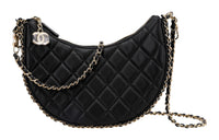 CHANEL Lambskin Dumpling Bag Hobo Bag Crossbody Bag Shoulder Bag Women's Black