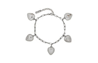 SAINT LAURENT Heart Pendant Logo Engraved Chain Bracelet