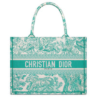 DIOR Embroidery Tote Bag Shopping Bag Handbag Medium Size Women's Sea Blue