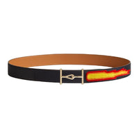 HERMES Brass Belt Men's Black Brown Width 3.2CM
