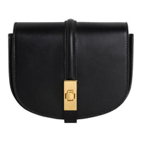 CELINE Satin Calf Leather Crossbody Bag Shoulder Bag Women's Black