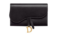 DIOR Saddle Goatskin Wallet Women's Black