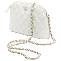 CHANEL Logo Calfskin Leather Shoulder Crossbody Bag Women's White