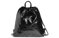 CHANEL 22Bag Shiny Calfskin Backpack Large Size Women's Black