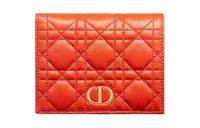 DIOR Cannage Calfskin Wallet Women's Orange