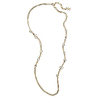 CHANEL Metal Brass Crystal Necklaces Women's Gold